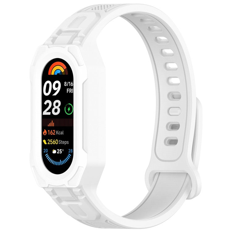 For Xiaomi Smart Band 9 / 8 / Mi Band 7 / 6 / 5 TPU Watch Band Integrated with Protective Case - White