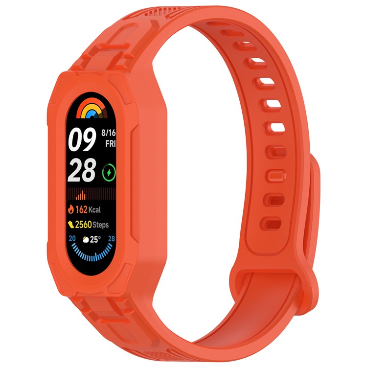 For Xiaomi Smart Band 9 / 8 / Mi Band 7 / 6 / 5 TPU Watch Band Integrated with Protective Case - Orange