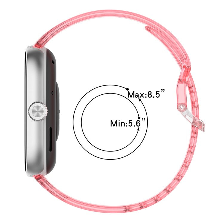 TPU Watch Strap for Xiaomi Smart Band 9 Pro / 8 Pro / Redmi Watch 5 / 4 Color Changing Clear Wrist Band - Transparent