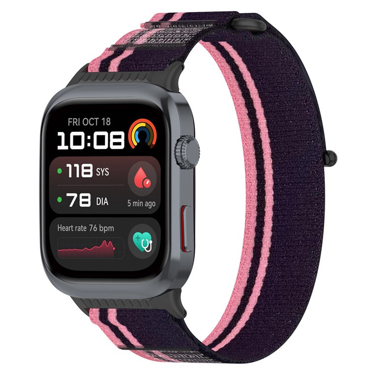 For Huawei Watch D2 Nylon Wrist Strap Magic Tape Loop Watch Band - Pink+Purple