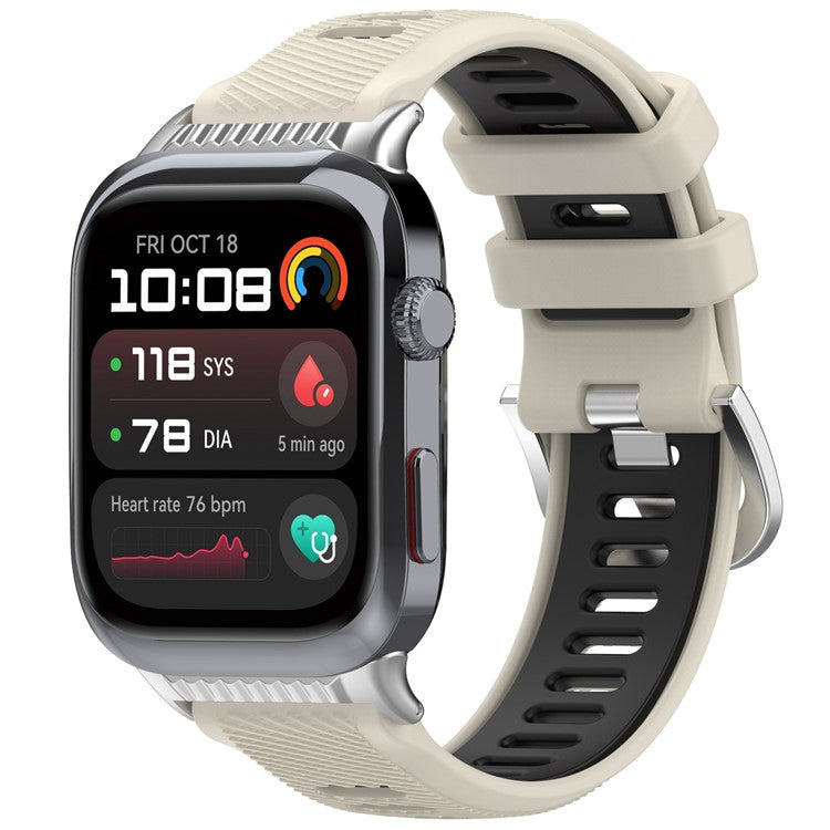 For Huawei Watch D2 Dual Color Smartwatch Band Sports Silicone Strap - Starlight+Black