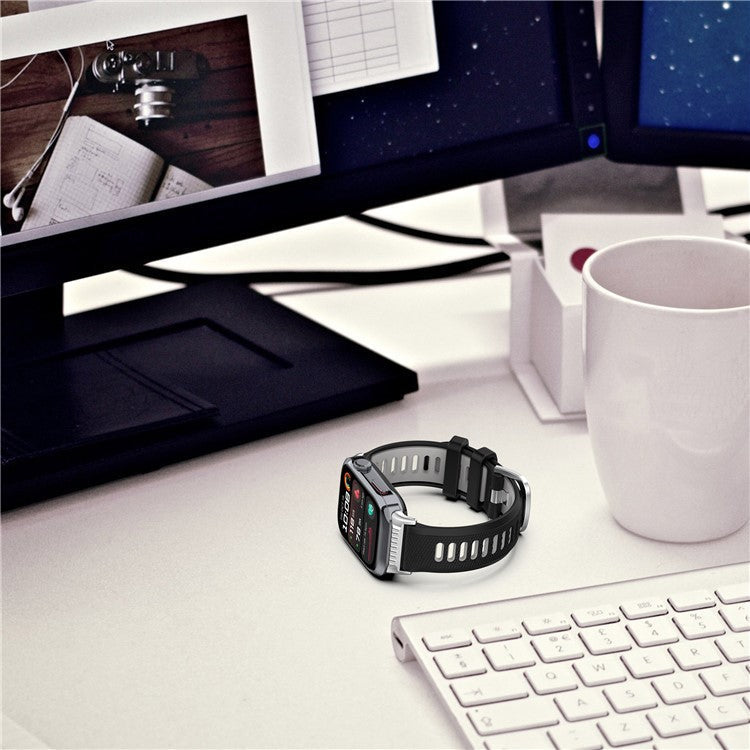 For Huawei Watch D2 Dual Color Smartwatch Band Sports Silicone Strap - Starlight+Black