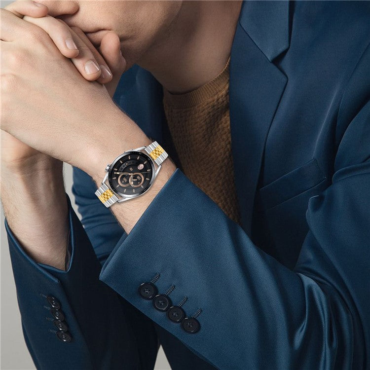 For Samsung Galaxy Watch 46mm Wrist Band 5-Bead Stainless Steel Butterfly Clasp Watch Strap - Silver+Gold