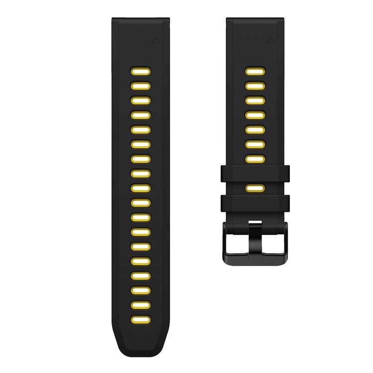 Dual Color Quick Release Silicone Replacement Watchband Bracelet Strap for Garmin Fenix 7X/6X Sapphire GPS/6X Pro/6X GPS/5X GPS/5X Plus - Black / Yellow