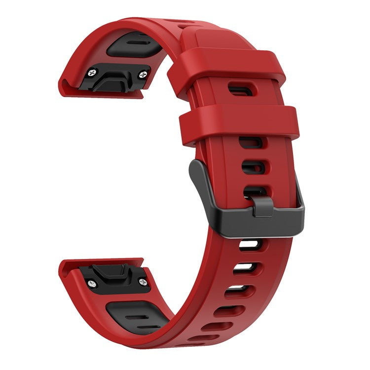 Dual Color Quick Release Silicone Replacement Watchband Bracelet Strap for Garmin Fenix 7X/6X Sapphire GPS/6X Pro/6X GPS/5X GPS/5X Plus - Red / Black