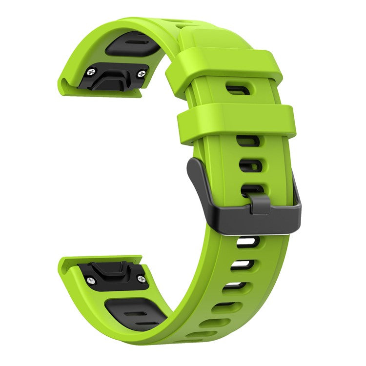 Dual Color Quick Release Silicone Replacement Watchband Bracelet Strap for Garmin Fenix 7X/6X Sapphire GPS/6X Pro/6X GPS/5X GPS/5X Plus - Lime / Black