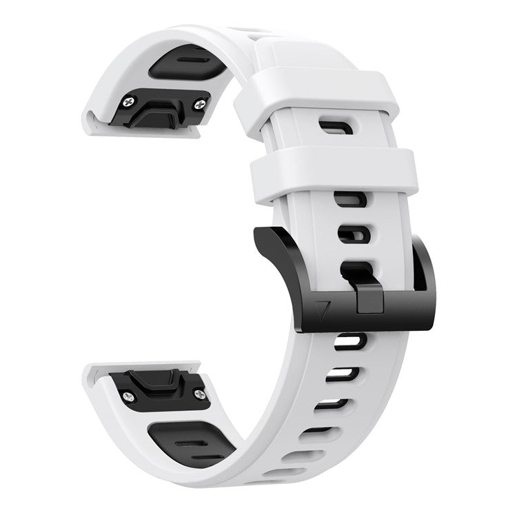Bi-color Adjustable Quick Release Silicone Smart Watch Band Wrist Strap for Garmin Fenix 7X/6X Sapphire GPS/6X Pro/6X GPS/5X GPS/5X Plus - White / Black