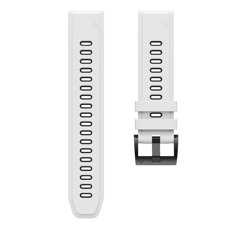 Bi-color Adjustable Quick Release Silicone Smart Watch Band Wrist Strap for Garmin Fenix 7X/6X Sapphire GPS/6X Pro/6X GPS/5X GPS/5X Plus - White / Black