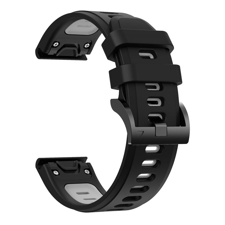 Bi-color Adjustable Quick Release Silicone Smart Watch Band Wrist Strap for Garmin Fenix 7X/6X Sapphire GPS/6X Pro/6X GPS/5X GPS/5X Plus - Black / Grey