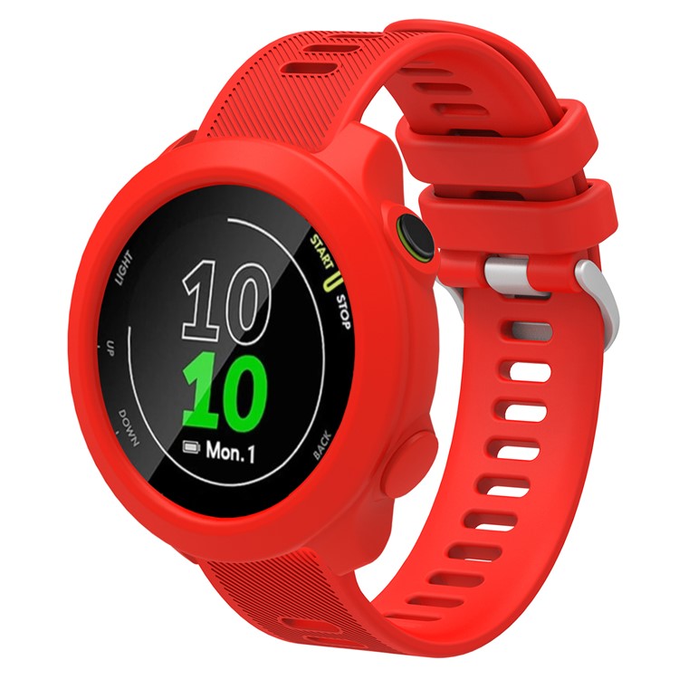 For Garmin Forerunner 158 Silicone Replacement Strap Watch Band with Protective Case - Red