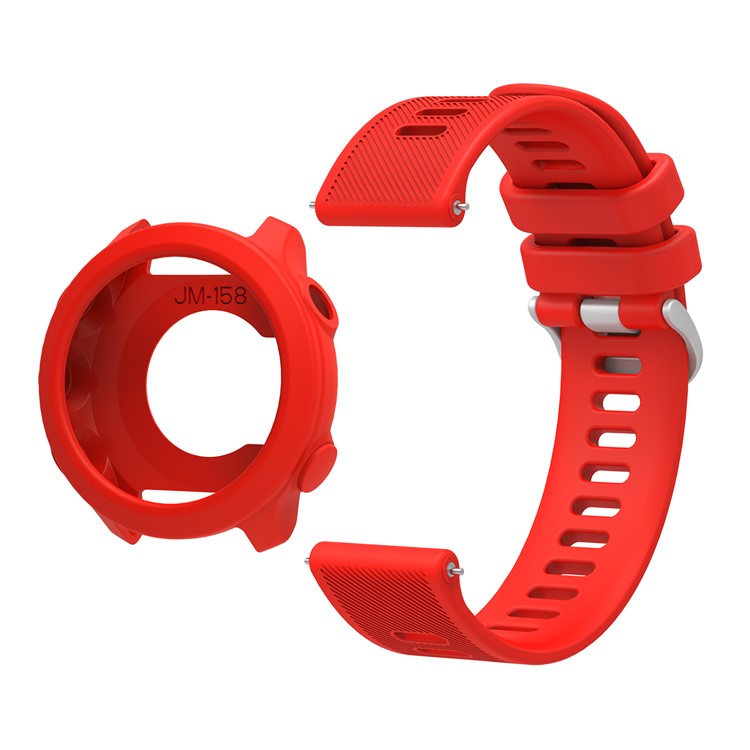 For Garmin Forerunner 158 Silicone Replacement Strap Watch Band with Protective Case - Red