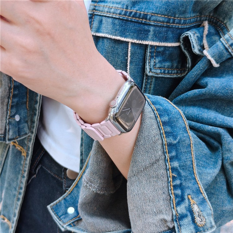 Watch Band For Apple Watch Series 10 Ultra 9 8 7 SE 6 5 4 3 2 1 46mm 49mm 45mm 44mm 42mm 3-Bead Magnetic Leather Strap - Light Pink