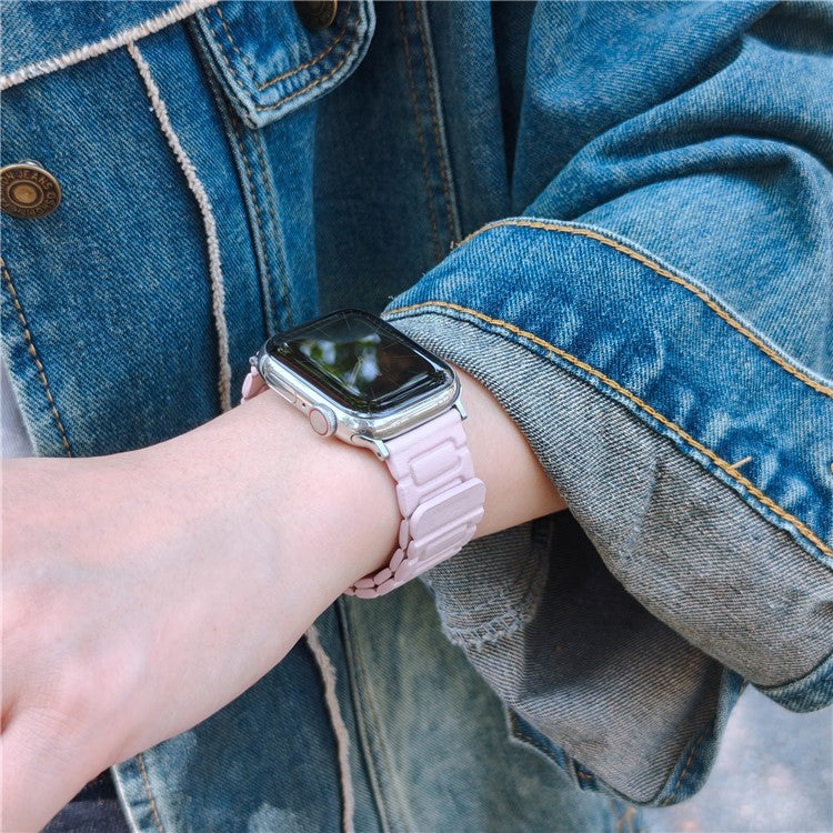 Watch Band For Apple Watch Series 10 Ultra 9 8 7 SE 6 5 4 3 2 1 46mm 49mm 45mm 44mm 42mm 3-Bead Magnetic Leather Strap - Light Pink