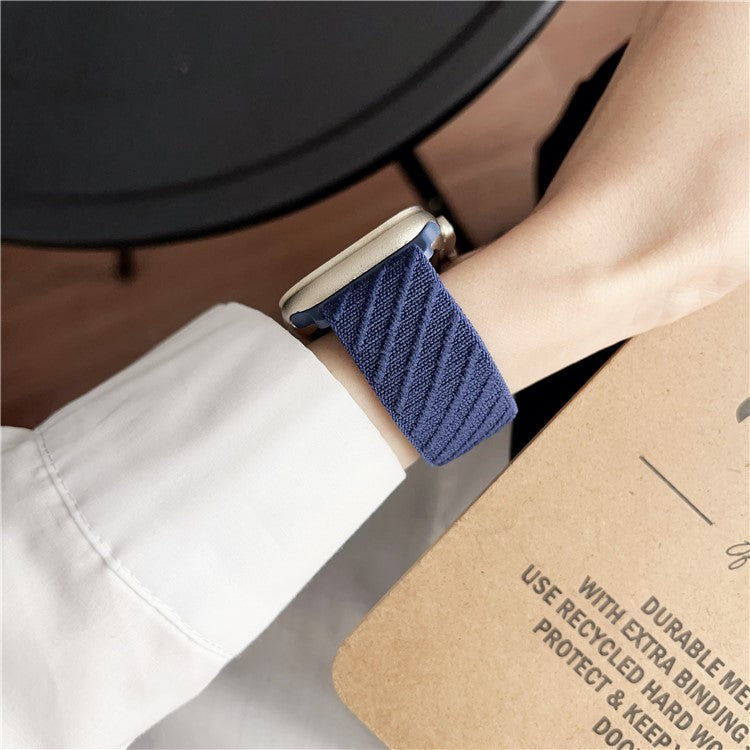 Watch Band for Apple Watch Series 10 Ultra 9 8 7 SE 6 5 4 3 2 1 46mm 49mm 45mm 44mm 42mm Diagonal Stripes Adjustable Nylon Strap - Beige