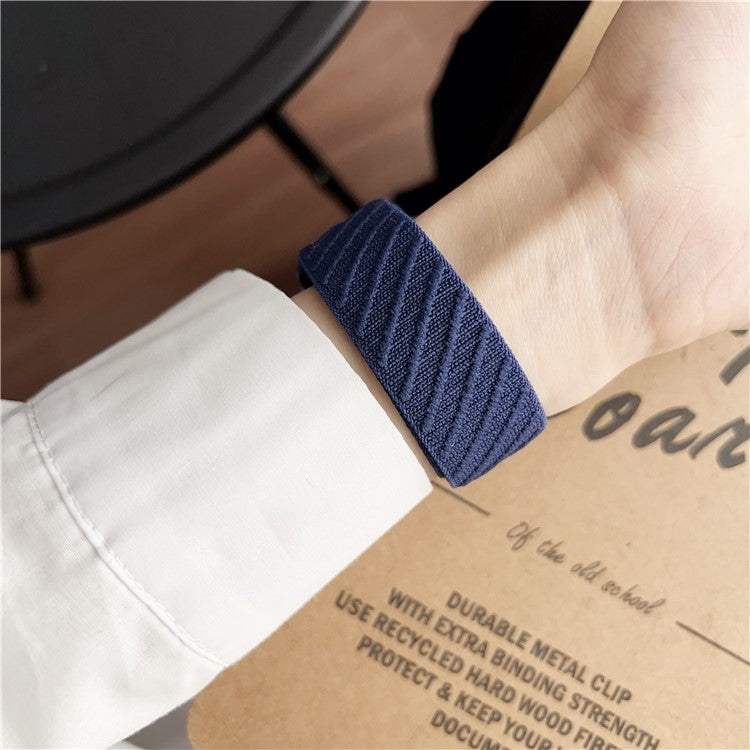 Watch Band for Apple Watch Series 10 Ultra 9 8 7 SE 6 5 4 3 2 1 46mm 49mm 45mm 44mm 42mm Diagonal Stripes Adjustable Nylon Strap - Beige