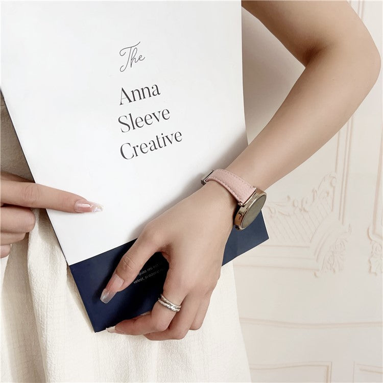 For Huawei Watch GT 5 41mm Genuine Cow Leather Watch Band 18mm Replace Strap with Magnetic Clasp - Brown