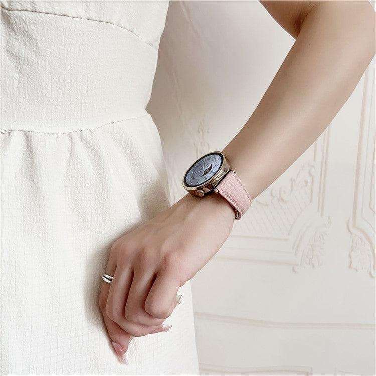 For Huawei Watch GT 5 41mm Genuine Cow Leather Watch Band 18mm Replace Strap with Magnetic Clasp - Blue+Wine Red