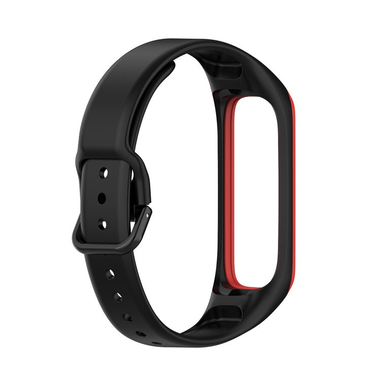 Bi-color Silicone Watch Band Replacement Strap for Samsung Galaxy Fit2 SM-R220 - Black/Red