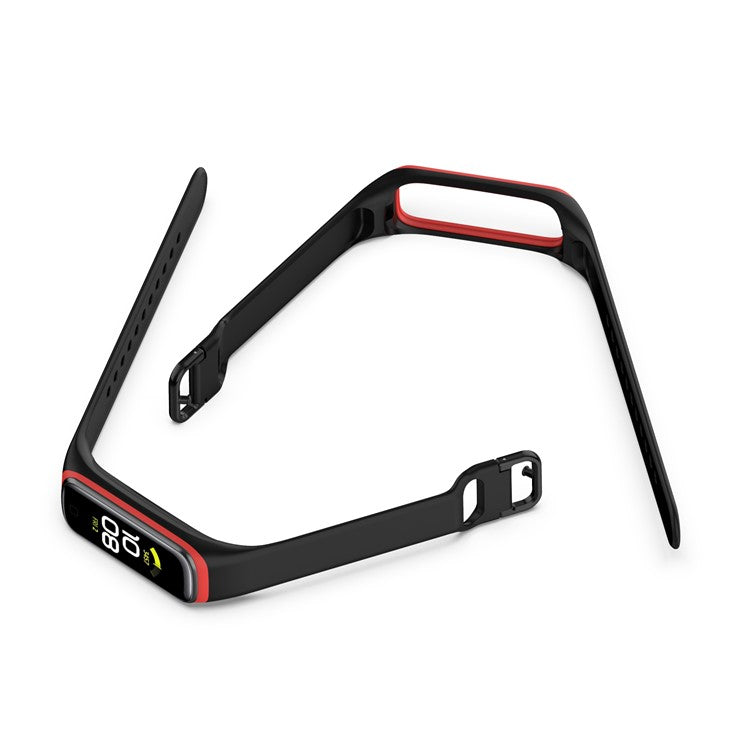 Bi-color Silicone Watch Band Replacement Strap for Samsung Galaxy Fit2 SM-R220 - Black/Red