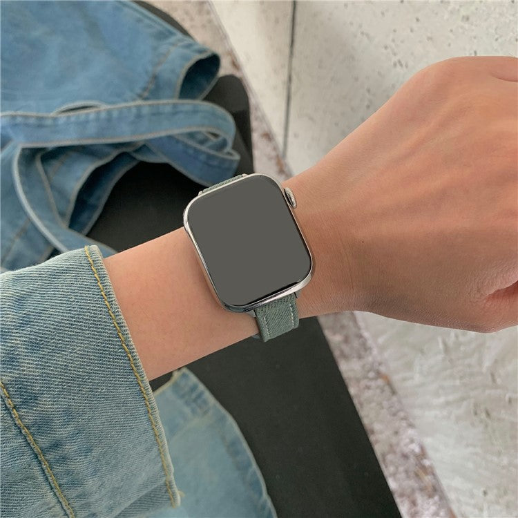 Watch Band For Apple Watch Series 10 9 8 7 SE 6 5 4 3 2 1 42mm 41mm 40mm 38mm Star Pattern Magnetic Buckle Denim Strap - Vintage / Silver