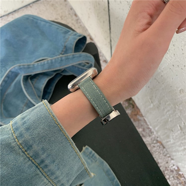 Watch Band For Apple Watch Series 10 9 8 7 SE 6 5 4 3 2 1 42mm 41mm 40mm 38mm Star Pattern Magnetic Buckle Denim Strap - Vintage / Silver