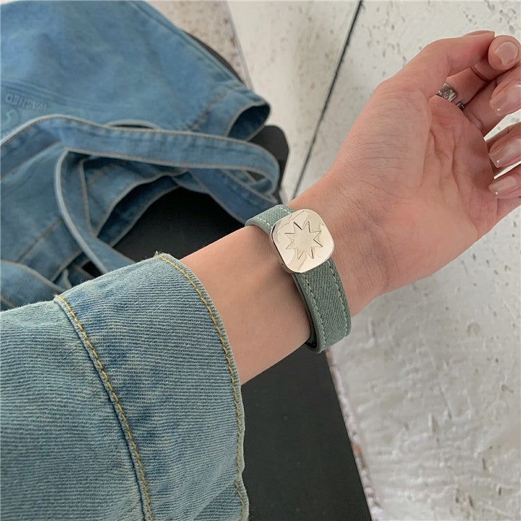 Watch Band For Apple Watch Series 10 9 8 7 SE 6 5 4 3 2 1 42mm 41mm 40mm 38mm Star Pattern Magnetic Buckle Denim Strap - Vintage / Starlight