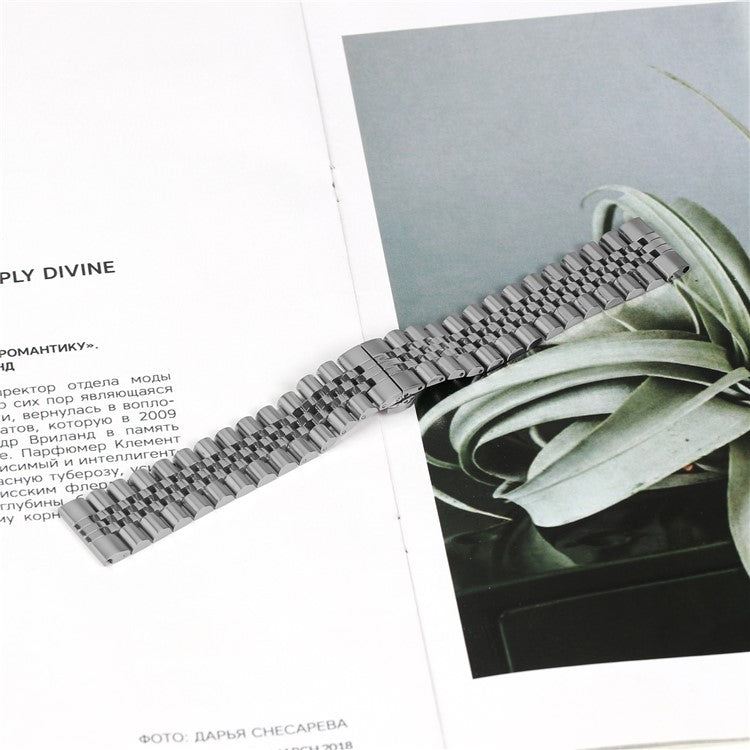 For Haylou RT2 LS10 Wrist Band 5-Bead Stainless Steel Butterfly Clasp Watch Strap - Titanium