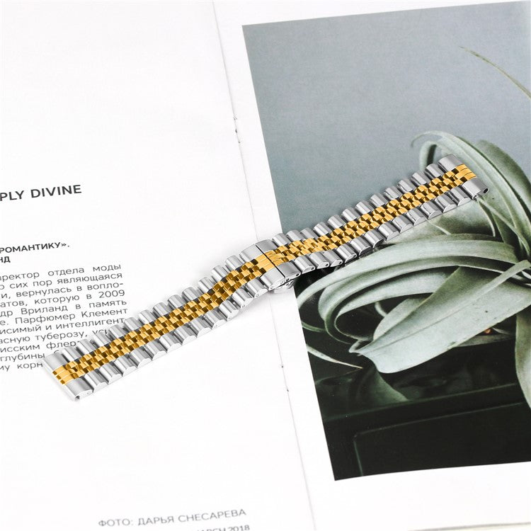 For HayLou GST (LS09B) Wrist Band 5-Bead Stainless Steel Butterfly Clasp Watch Strap - Silver + Gold