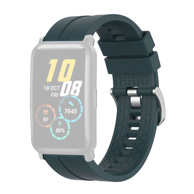 Silicone Smart Watch Band Replacement Adjustable Strap 20mm for Honor Watch ES - Midnight Green