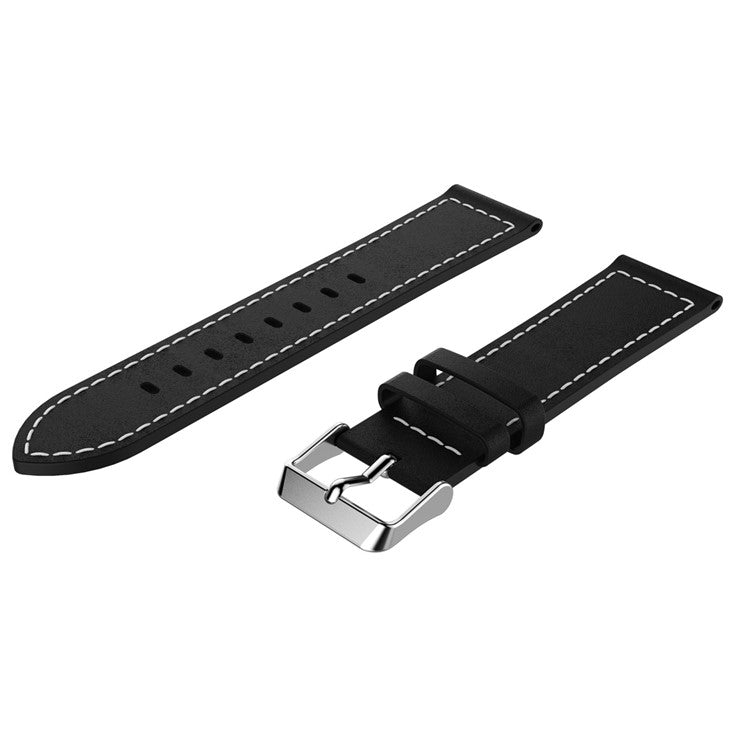 Genuine Leather Smart Watch Band Strap Replacement for Xiaomi Haylou Solar LS05, etc. - Black