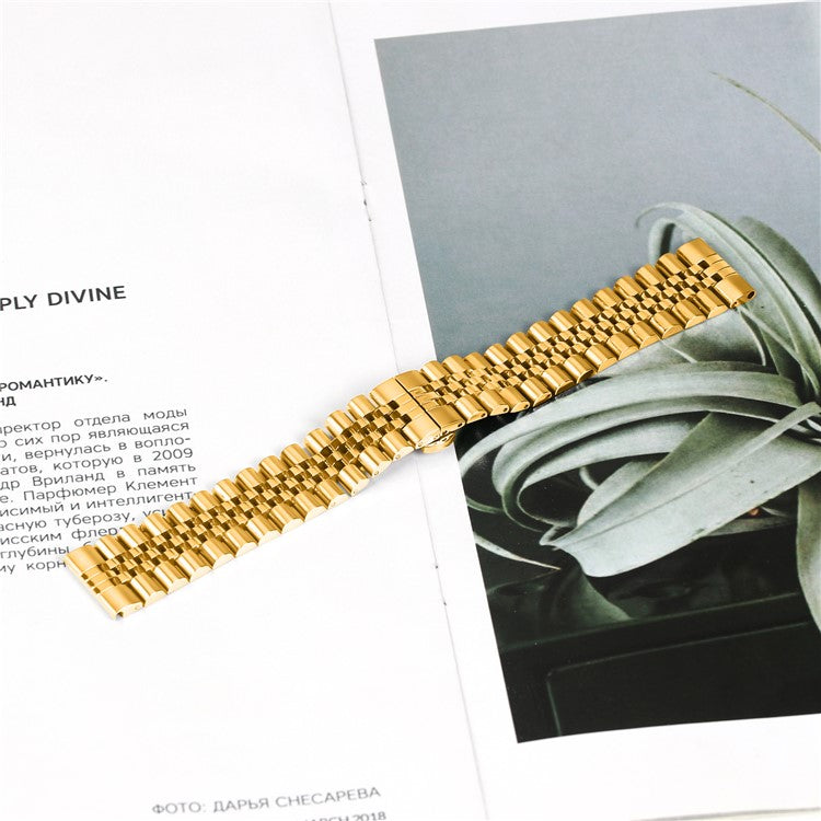 For Garmin Venu 2 Wrist Band 5-Bead Stainless Steel Butterfly Clasp Watch Strap - Gold