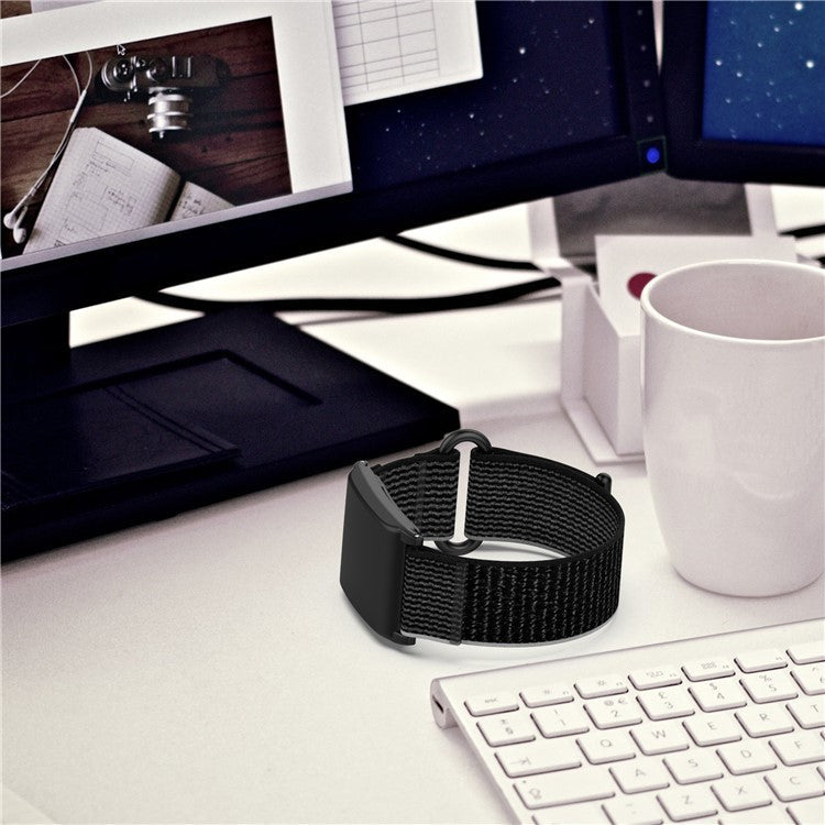 For WHOOP 4.0 Nylon Wrist Strap Magic Tape Loop Watch Band - Orange+Beige