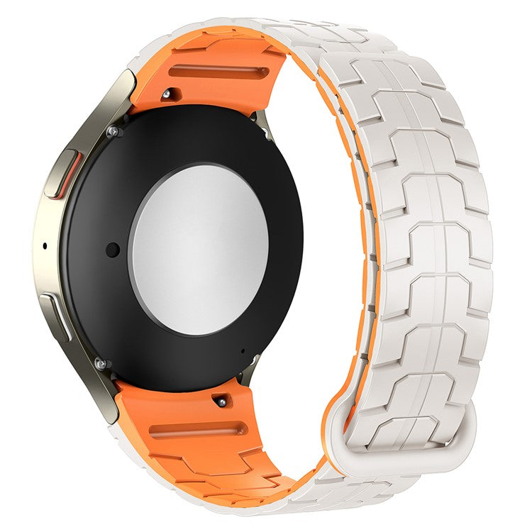 Watch Band for Samsung Galaxy Watch FE 40mm / Watch7 44mm 40mm Magnetic Dragon Scale Texture Silicone Strap - Starlight+Orange