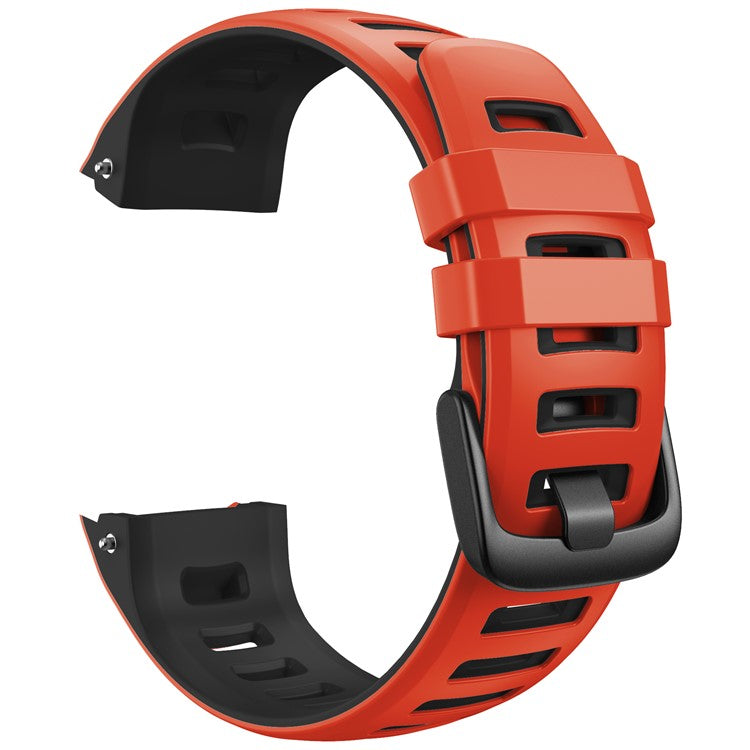 Bi-color Soft Silicone Watchband Replacement Bracelet Strap for Garmin Instinct / Instinct Esports - Red / Black