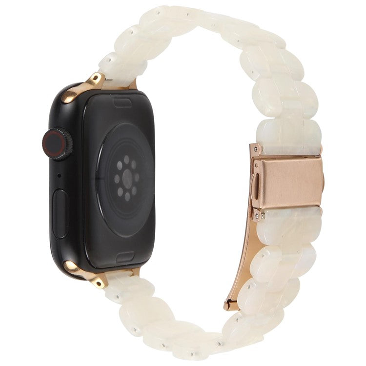 12mm Resin Watch Strap for Apple Watch Series 10 9 8 7 SE 6 5 4 3 2 1 42mm 41mm 40mm 38mm Replacement Slim Wrist Band - Beige