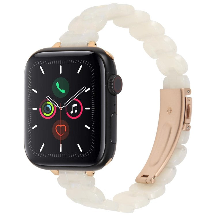 12mm Resin Watch Strap for Apple Watch Series 10 9 8 7 SE 6 5 4 3 2 1 42mm 41mm 40mm 38mm Replacement Slim Wrist Band - Beige