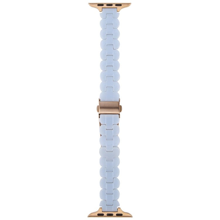 12mm Resin Watch Strap for Apple Watch Series 10 9 8 7 SE 6 5 4 3 2 1 42mm 41mm 40mm 38mm Replacement Slim Wrist Band - Mermaid Blue