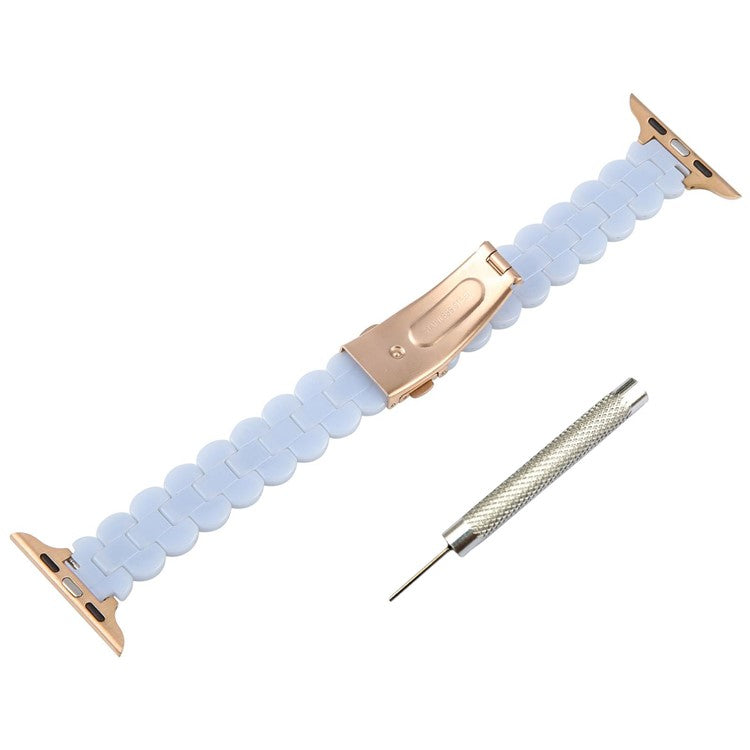 12mm Resin Watch Strap for Apple Watch Series 10 9 8 7 SE 6 5 4 3 2 1 42mm 41mm 40mm 38mm Replacement Slim Wrist Band - Mermaid Blue