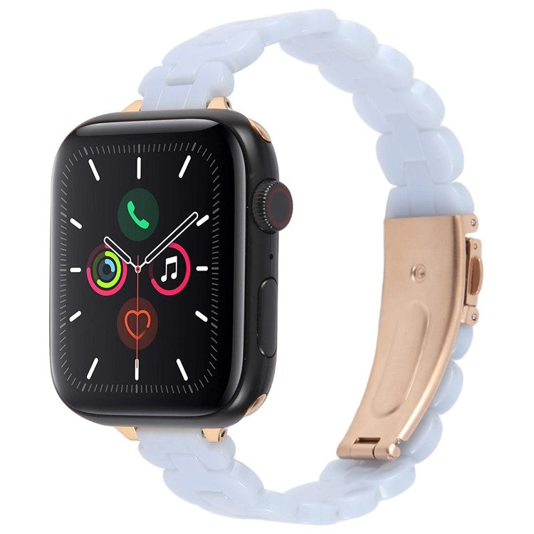 12mm Resin Watch Strap for Apple Watch Series 10 9 8 7 SE 6 5 4 3 2 1 42mm 41mm 40mm 38mm Replacement Slim Wrist Band - Mermaid Blue