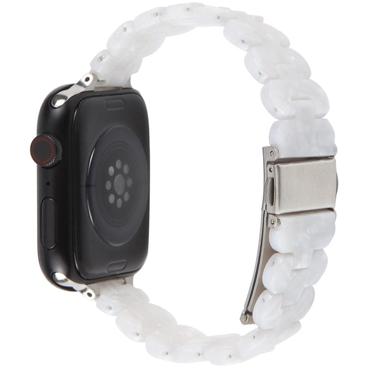 12mm Resin Watch Strap for Apple Watch Series 10 9 8 7 SE 6 5 4 3 2 1 42mm 41mm 40mm 38mm Replacement Slim Wrist Band - Pearl White