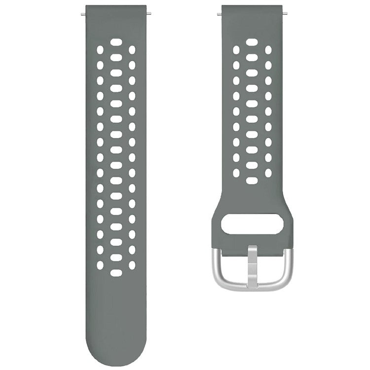 20mm Strap for Samsung Galaxy Watch6 Classic 43mm 47mm / Watch6 40mm 44mm Multiple Holes Silicone Watch Band - Dark Grey