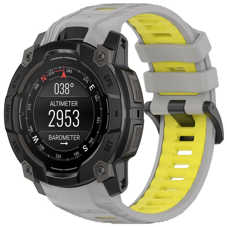 For Garmin Instinct 3 Solar 50mm / AMOLED 50mm Watch Band 26mm Dual Color Silicone Replacement Strap - Grey / Yellow