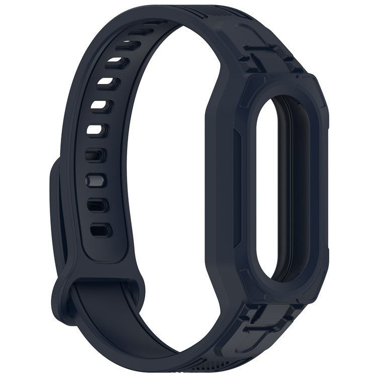 Silicone Strap with Integrated Watch Case For Xiaomi Mi Band 9 Ceramic Edition  /  Smart Band 9 NFC  /  9  /  8 NFC  /  8  /  Mi Band 7 NFC  /  7 - Dark Blue