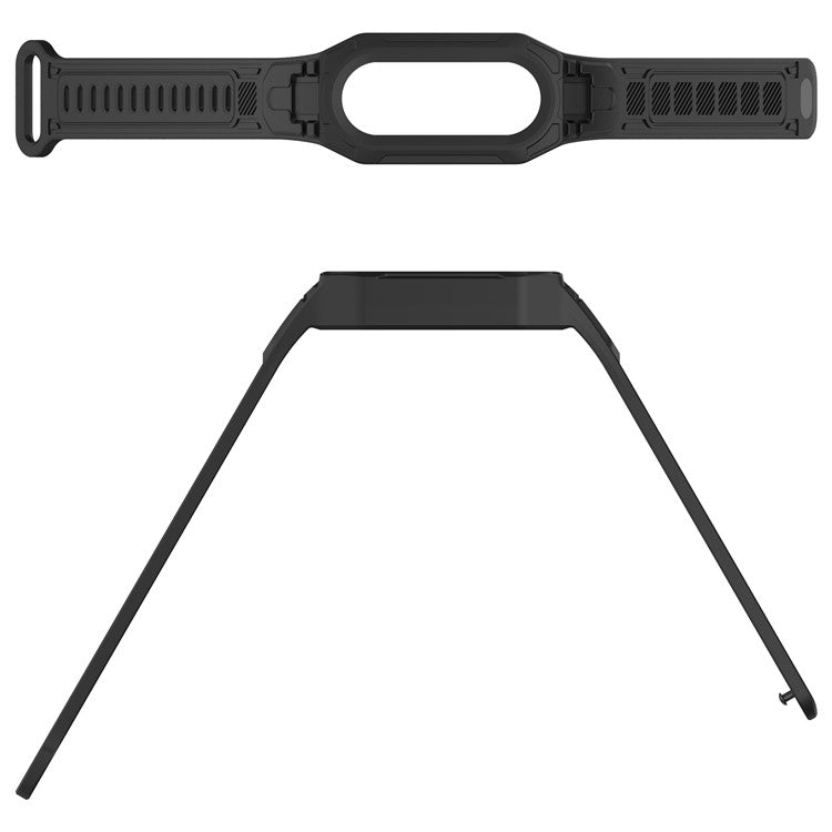 Silicone Strap with Integrated Watch Case For Xiaomi Mi Band 9 Ceramic Edition  /  Smart Band 9 NFC  /  9  /  8 NFC  /  8  /  Mi Band 7 NFC  /  7 - Dark Blue