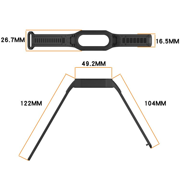 Silicone Strap with Integrated Watch Case For Xiaomi Mi Band 9 Ceramic Edition  /  Smart Band 9 NFC  /  9  /  8 NFC  /  8  /  Mi Band 7 NFC  /  7 - Dark Blue