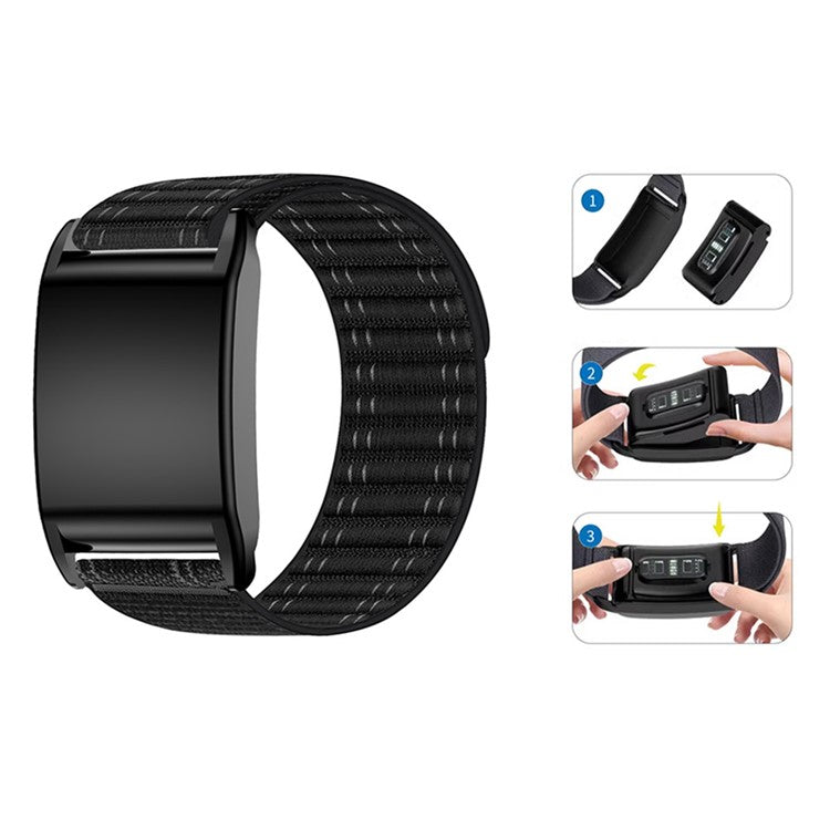 For WHOOP 4.0 Stylish Nylon Wrist Strap Magic Tape Loop Band with Protective Case - Grey