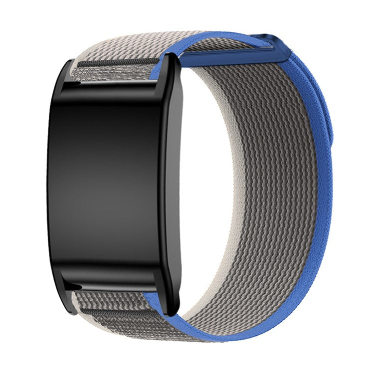 For WHOOP 4.0 Magic Tape Loop Band Stylish Nylon Wrist Strap with PC Protective Case - Blue+Grey