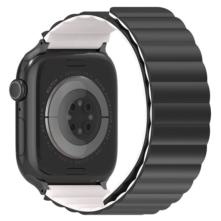 Dux Ducis SD Series Silicone Magnetic Watch Strap For Apple Watch Series 10 9 8 7 SE 6 5 4 3 2 1 42mm 41mm 40mm 38mm - Black / Starlight