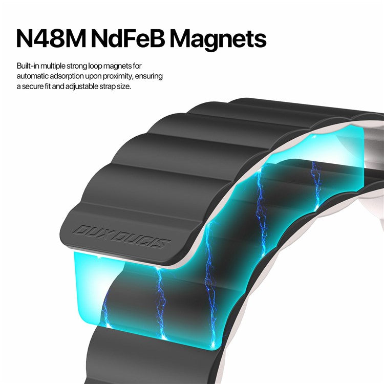 Dux Ducis SD Series Silicone Magnetic Watch Strap For Apple Watch Series 10 9 8 7 SE 6 5 4 3 2 1 42mm 41mm 40mm 38mm - Black / Starlight