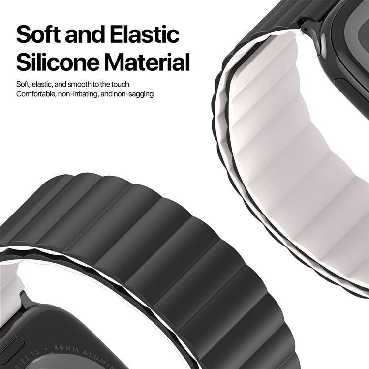 Dux Ducis SD Series Silicone Magnetic Watch Strap For Apple Watch Series 10 9 8 7 SE 6 5 4 3 2 1 42mm 41mm 40mm 38mm - Black / Starlight